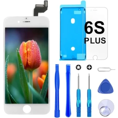 Afbeelding van Brinonac lcd touchscreen voor iPhone 6S Plus, reserveglas, display, gemonteerd, met reparatieset (wit, 5,5 inch)