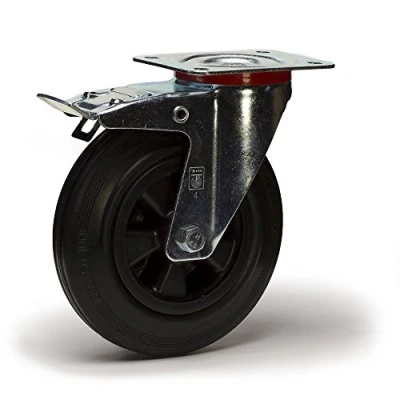 Afbeelding van Draaiwiel met rem diameter 160 mm zwart rubber 135 kg