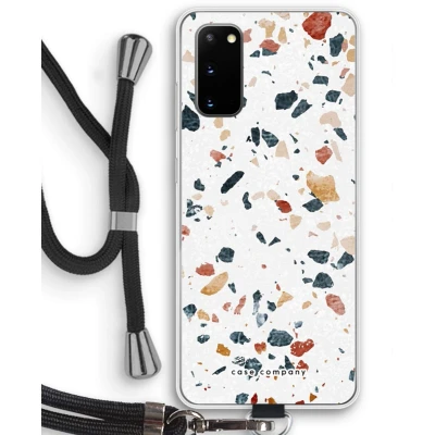 Afbeelding van Case Company® hoesje met Koord geschikt voor Samsung Galaxy S20 Terrazzo N4 Telefoonhoesje Zwart Bescherming aan alle Kanten en Over de Schermrand