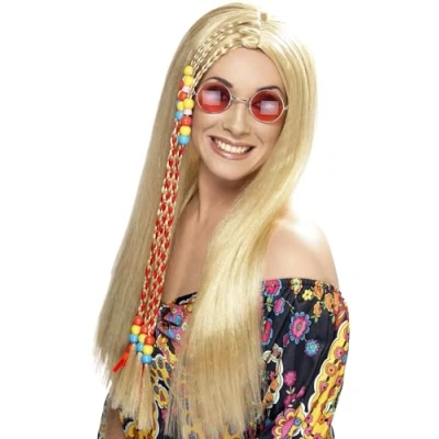 Afbeelding van &quot;Blonde hippiepruik voor vrouwen. Verkleedpruik One size&quot;