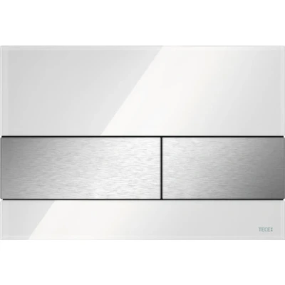 Afbeelding van Tece TeceSquare duwplaat kleur glas wit knoppen RVS