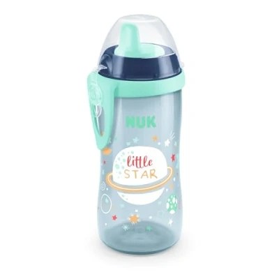 Afbeelding van NUK Kiddy Cup Night Toddler 12 maanden 300 ml lekvrije geharde uitloop Glow in the Dark clip en beschermkap BPA vrij blauw