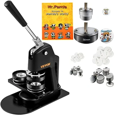 Afbeelding van VEVOR Badgemachine 25 + 58 mm Badgepers met 500 Hardware Kits Magisch Boek en Cirkelsnijder Machine voor het maken van Badges Aluminium ABS Kit Personalisatie Pins Badge