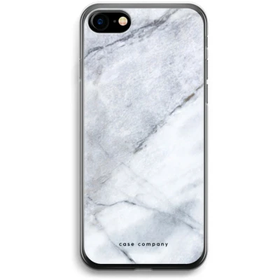 Afbeelding van Case Company® hoesje geschikt voor iPhone 7 Witte marmer Soft Cover Telefoonhoesje Bescherming aan alle Kanten en Schermrand