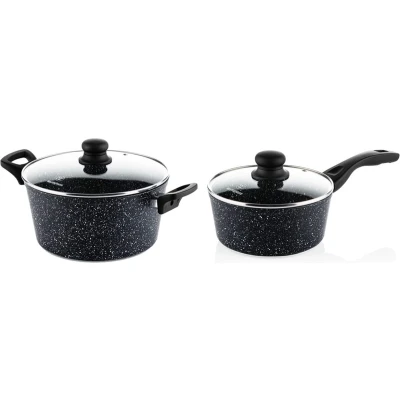 Afbeelding van Westinghouse Pannenset Black Marble (Braadpan ø 28 cm + Steelpan 20 cm) Inductie en alle andere warmtebronnen