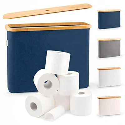Afbeelding van Lonbet Blue Toilet Opbergrek voor 12 rollen met deksel