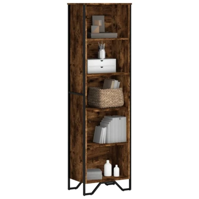 Afbeelding van Boekenkast 50x31x169 cm bewerkt hout gerookt eikenkleurig