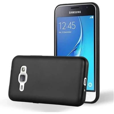 Afbeelding van Cadorabo Hoesje geschikt voor Samsung Galaxy J1 2016 in METALLIC ZWART Beschermhoes gemaakt van flexibel TPU silicone Case Cover