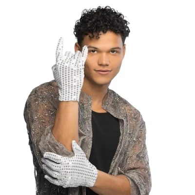 Afbeelding van Boland Handschoenen Sequins Zilver Volwassenen Unisex Goochelaar Glitter and Glamour