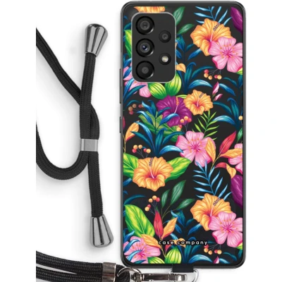 Afbeelding van Case Company® hoesje met Koord geschikt voor Samsung Galaxy A53 5G Tropisch 2 Telefoonhoesje Zwart Bescherming aan alle Kanten en Over de Schermrand