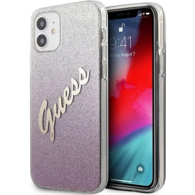 Afbeelding van Guess Gradient Vintage Glitter Case Apple iPhone 12 Mini (5.4&quot;) Roze