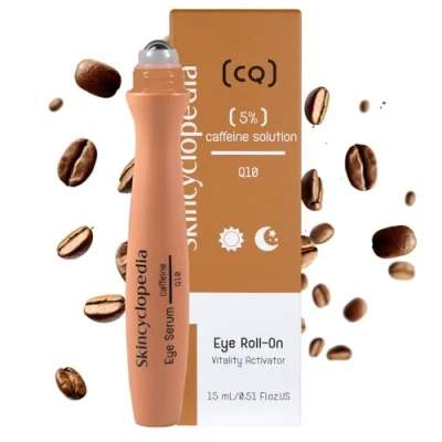 Afbeelding van Skincyclopedia Energizend en Revitaliserende Oog serum met Q10 5% Cafeïne roller applicator, 15 ml voor elk huidtype Helpt bij wallen, donkere kringen rimpels in de oogcontouren