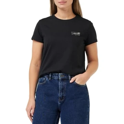 Image de Levi&#039;s T shirt The Perfect pour femme, avec logo Batwing sur la poitrine, Outline Caviar, XS