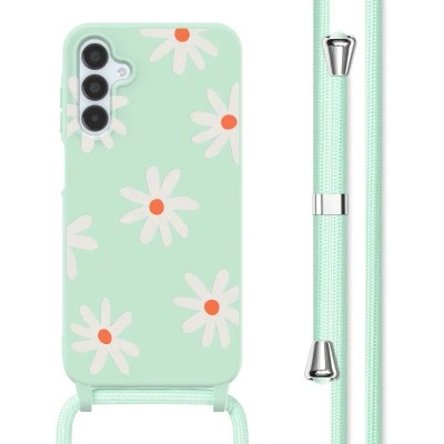 Afbeelding van imoshion hoesje Geschikt voor Samsung Galaxy A15 (5G) / (4G) met koord Siliconen design Meerkleurig Green Flower Distance