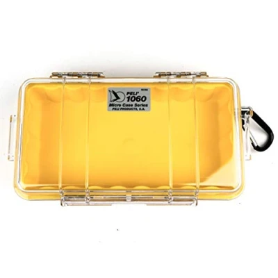 Afbeelding van PELI 1060 beschermhoes voor gevoelige apparaten, IP67 waterdicht, 3 liter inhoud, Made in USA, transparant/geel binnenvoering