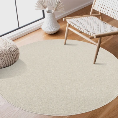 Afbeelding van Uni Effen Laagpolig Vloerkleed Modern Creme 120 cm rond