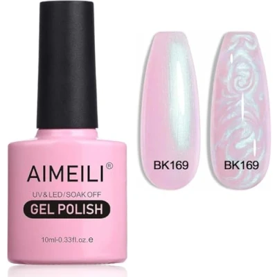 Afbeelding van AIMEILI nagellak, semi permanent, glanzend, parelgel, parelmoer, met glitter, gel, UV, LED, soak off, 169, 10 ml, nagellak