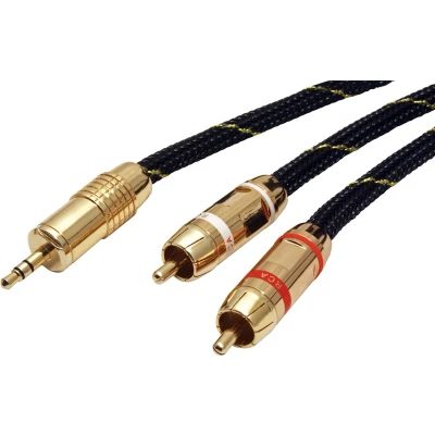 Afbeelding van ROLINE GOLD audio aansluitkabel 3,5 mm stereo 2x tulp, M/M, 2,5 m