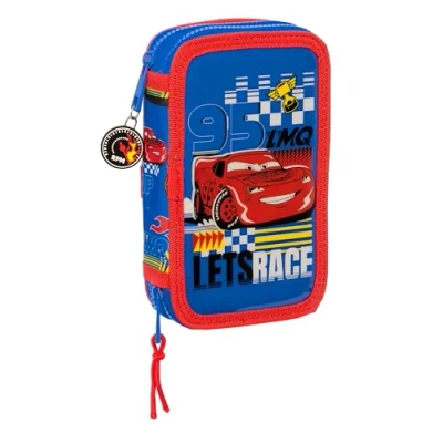 Afbeelding van Dubbele etui Cars Race ready Blauw 12.5 x 19.5 4 cm (28 Onderdelen)