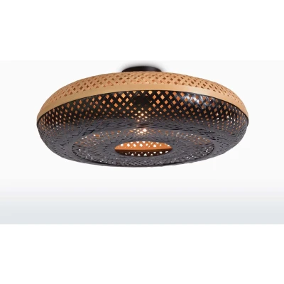 Afbeelding van GOOD&amp;MOJO Plafonniere Palawan Bamboe/Zwart Ø60cm Bruin