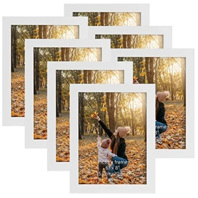 Afbeelding van EXYGLO Fotolijst 15 x 20 cm, 7 stuks, witte wandlijst en om neer te zetten voor slaapkamer, kantoor, woonkamer galerij
