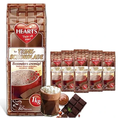 Afbeelding van Hearts Lnstant drinkchocolade, 1 kg, licht oplosbaar, melkachtig, romig, voor 400 kopjes