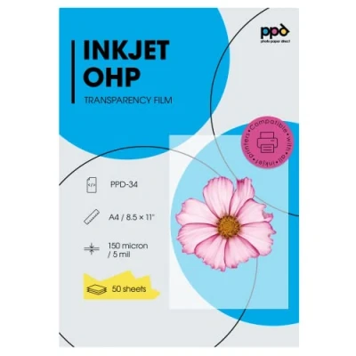 Afbeelding van PPD A4 X 50 transparante folies voor overheadprojector, inkjetdruk, 10 vellen OHP Premium, diepzwart, 34