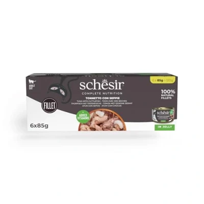 Afbeelding van Schesir Complete Voeding filet in gelei 6 x 85 g Tionijn met Inktvis