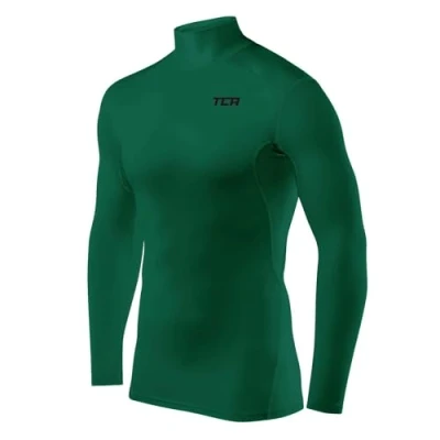 Afbeelding van TCA Jongens HyperFusion Compressie Basislaag Top Lange Mouw Ondershirt Mock Hals Groen, 10 12 Jaar