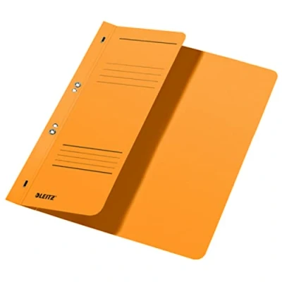 Afbeelding van Snelhechtmap Leitz 3740 A4 1/2 voorblad + 2 gaats 250gr karton geel 50ST