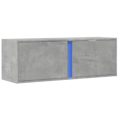 Image de vidaXL Meuble TV mural avec lumières LED gris béton 100x31x35 cm852267