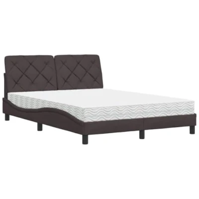 Afbeelding van vidaXL Bed met matras stof donkerbruin 140x200 cm