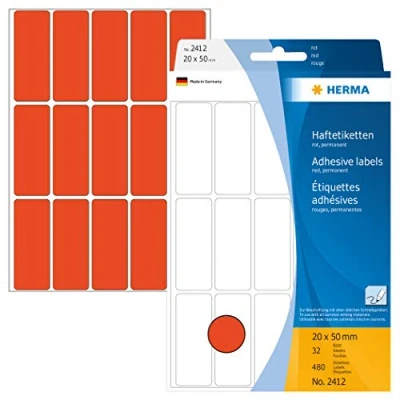 Afbeelding van HERMA Vielzwecketiketten rood 20x50 mm Papier mat 480 St.