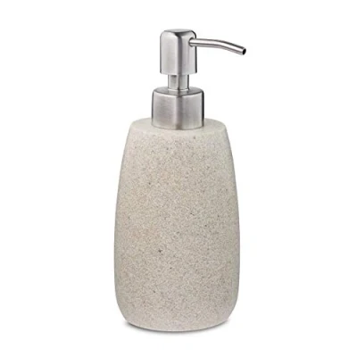 Afbeelding van Relaxdays zeeppompje 300 ml rond navulbaar polyresin rvs zand