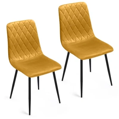 Afbeelding van Lina® Elisia Eetkamerstoelen Fel Geel Set van 2 Velvet
