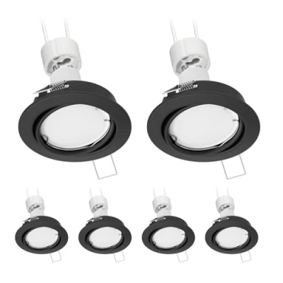 Afbeelding van ledscom.de 6 stuks FERE inbouwplafondlamp inbouwframe zwart mat draaibaar GU10 PAR16 led 4,914W = 450lm warm wit