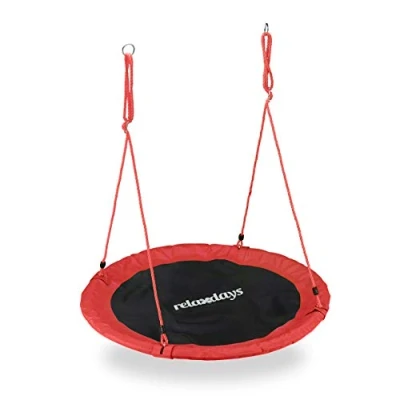 Afbeelding van Relaxdays Nestschommel vogelnestschommel buiten schommel 110 cm kinderschommel rood