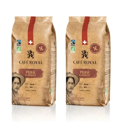 Afbeelding van 2 x 1 kg Café Royal Peru Classico geroosterde koffiebonen intensiteit 3/5 bonen 100% duurzame Arabica uit Fairtrade gecertificeerd