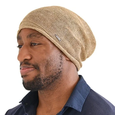 Afbeelding van CHARM Linnen Zomer Gebreide Vallende Muts Koeling Hoed Unisex Heren Dames Licht Dun Slouchy Zacht Ademend 100% Japanse Beanie, Beige