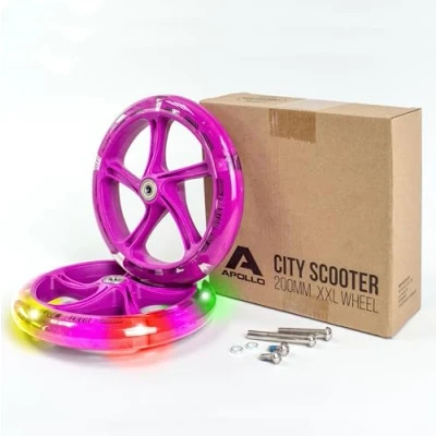 Afbeelding van Apollo City Scooter 200mm vervangende LED wielenset Pro Wheels met ABEC 7 kogellagers, wielen voor step passend