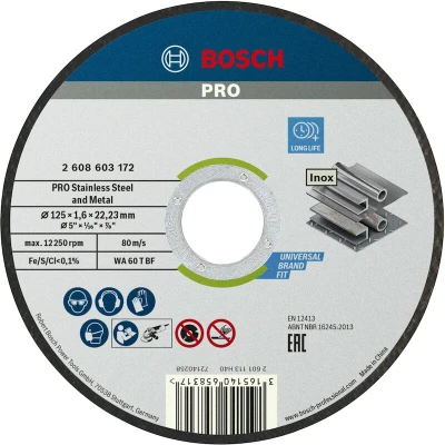 Image de BOSCH 2608603172 disque à tronçonner droit Standard pour Inox WA 60 T, 125 x 22,23 16 mm