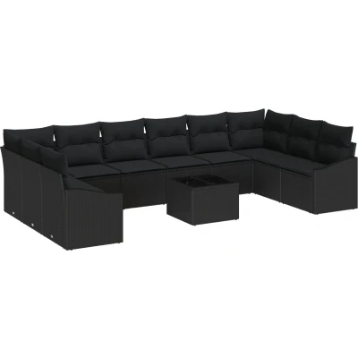 Afbeelding van vidaXL 11 delige Tuin Sofa Set met Kussens Beige Poly Rattan