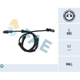 Afbeelding van FAE 78095 ABS Sensor Vooras Geluidsensor 2 685 RENAULT: TRAFIC Kasten, Bus, 2, OPEL: Vivaro A Van, Combi