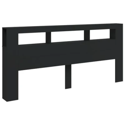 Image de vidaXL Tête de lit à LED noir 220x18,5x103,5 cm bois d&#039;ingénierie837373