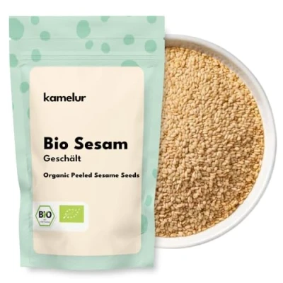 Afbeelding van Kamelur Gepelde biologische sesamzaadjes (1 kg) niet geroosterd en zonder toevoegingen