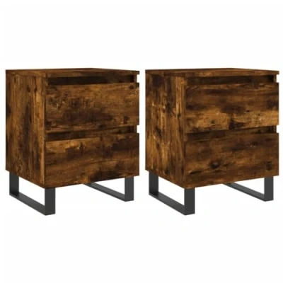 Image de vidaXL Tables de chevet 2 pcs chêne fumé 40x35x50 cm bois ingénierie830647
