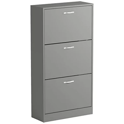 Afbeelding van Vida Designs Schoenenkast met 3 laden van hout, grijs
