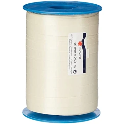 Afbeelding van C.E. PATTBERG cadeaulint Crème 250 meter 10 mm voor knutselen, decoreren en verpakken van geschenken elke gelegenheid