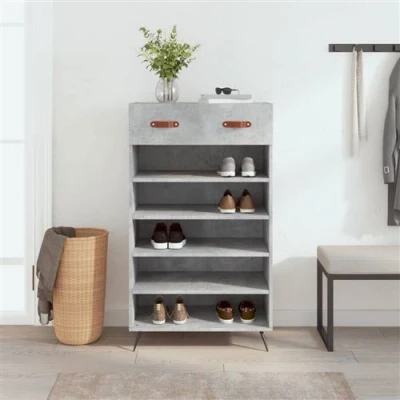 Afbeelding van Schoenenkast 60x35x105 cm bewerkt hout betongrijs