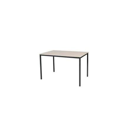 Afbeelding van Domino Basic bureautafel, vaste hoogte met 120x80cm lindberg (licht) eiken 25mm blad en zwart (RAL9005) 4 poot frame